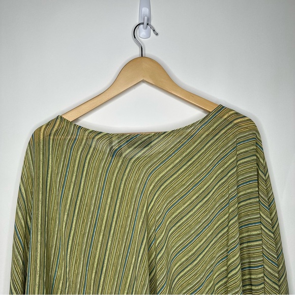 SOLD! New York & Company Striped Green Brown Flare Sleeve Blouse L #X0927 - Picture 7 of 15